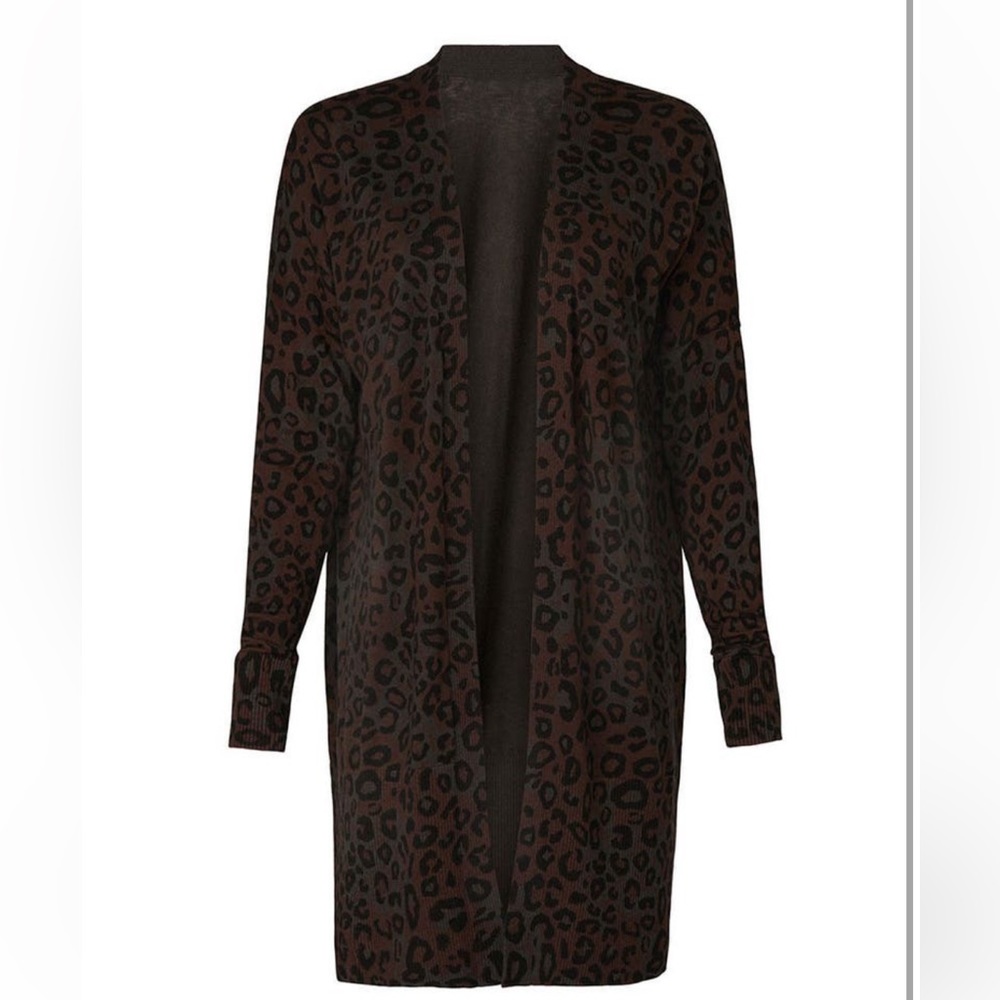 Leopard Lenox cardigan long brown black line new